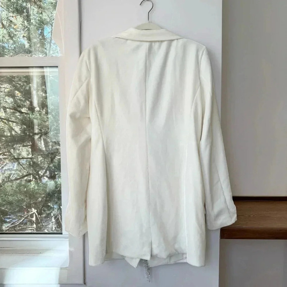 NWT Free People PatBO Velvet Blazer Mini Dress White Beaded Long Sleeve $1000 - Picture 7 of 16